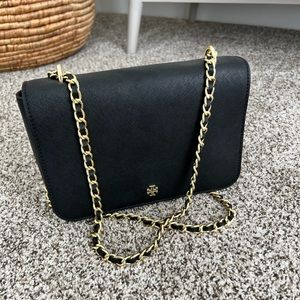 Black Tory Burch crossbody bag with gold chain - excellent condition